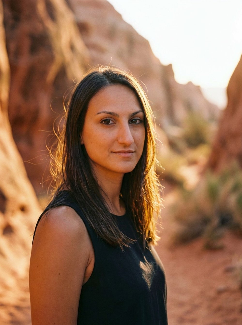 KI-generiertes Bild: Victoria Mandou im Canyon
